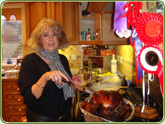 Mum cutting the turkey at Christmas 2007